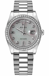 Rolex Day-Date 36 Platinum Diamond Watch 118346-0090