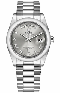 Rolex Day-Date 36 Platinum Domed Bezel Watch 118206