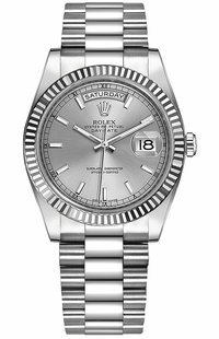 Rolex Day-Date 36 Silver Dial Solid 18K White Gold Watch 118239-0085