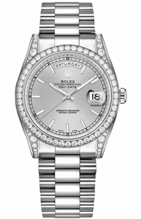 Rolex Day-Date 36 Silver Dial White Gold Watch 118389-0058