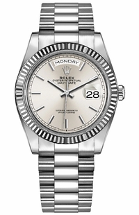 Rolex Day-Date 36 Silver Index Dial Unisex Watch 128236-0001