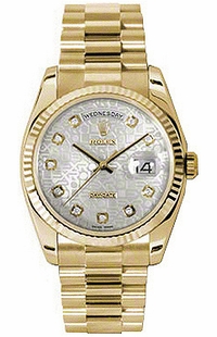 Rolex Day-Date 36 Silver Jubilee Diamond Dial Gold Watch 118238