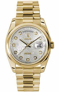 Rolex Day-Date 36 Silver Jubilee Diamond Dial President Bracelet Watch 118208