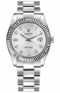 Rolex Day-Date 36 Silver Jubilee Diamond Oyster Bracelet Watch 118239-0143