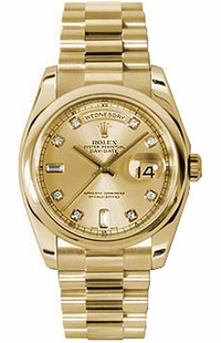 Rolex Day-Date 36 Solid Gold Diamond Watch 118208-0080