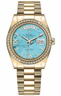 Rolex Day-Date 36 Turquoise Diamond Dial Unisex Watch 128348RBR-0037