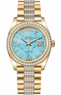 Rolex Day-Date 36 Turquoise Diamond Dial Unisex Watch 128348RBR-0038