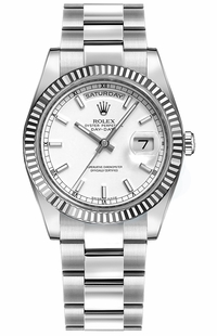 Rolex Day-Date 36 White Dial Oyster Bracelet Watch 118239