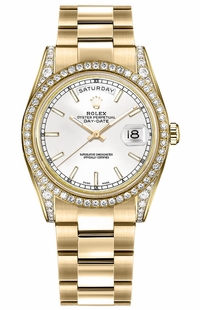 Rolex Day-Date 36 White Dial Solid Gold Watch 118388-0187