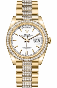 Rolex Day-Date 36 White Index Dial Yellow Gold Unisex Watch 128348RBR-0048