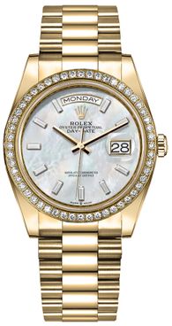 Rolex Day-Date 36 White Mother of Pearl Dial Unisex Watch 128348RBR-0070