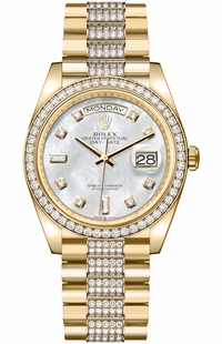 Rolex Day-Date 36 White Mother of Pearl Unisex Watch 128348RBR-0019