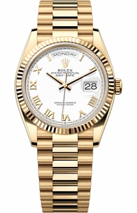 Rolex Day-Date 36 White Roman Dial Unisex Watch 128238-0076