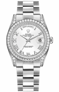 Rolex Day-Date 36 White Roman Numeral Dial Gold Watch 118389-0119