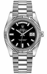 Rolex Day-Date 40 Black Diamond Dial White Gold Men's Watch 228239-0005 