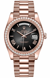 Rolex Day-Date 40 Diamond Bezel 18k Rose Gold Men's Watch 228345RBR-0025