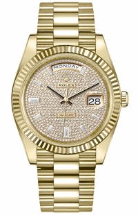 Rolex Day-Date 40 Diamond Paved Dial 18k Yellow Gold Men's Watch 228238-0054
