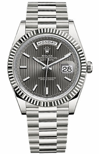 Rolex Day-Date 40 Fluted Bezel White Gold Men's Watch 228239-0002