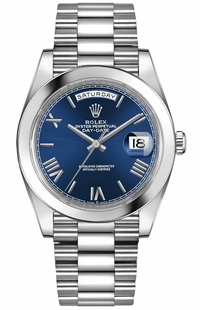 Rolex Day-Date 40 Men's Platinum Blue Dial Watch 228206-0015