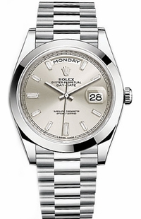 Rolex Day-Date 40 Silver Dial Platinum Watch 228206-0012