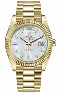 Rolex Day-Date 40 White Mother of Pearl Dial Men's Watch 228238-0071