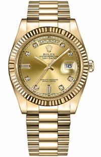 Rolex Day-Date 41 Champagne Diamond Dial Gold Men's Watch 218238