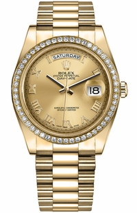 Rolex Day-Date 41 Champagne Roman Numeral Gold Watch 218348