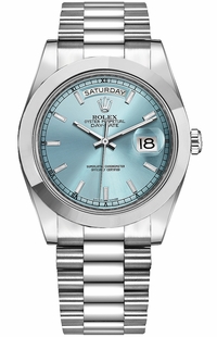 Rolex Day-Date 41 Ice Blue Dial President Bracelet Platinum Watch 218206