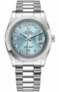 Rolex Day-Date 41 Ice Blue Diamond Dial Platinum Men's Watch 218206-0009