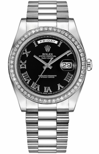 Rolex Day-Date 41 White Gold Black Roman Numeral Dial Men's Watch 218349