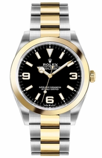 Rolex Explorer Yellow Gold & Steel Midsize Luxury Watch 124273-0001