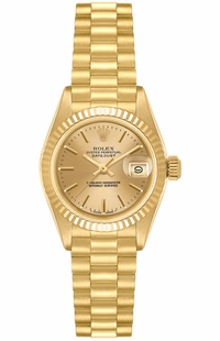 Rolex Lady-Datejust 26 18k Yellow Gold Fluted Bezel Women's Watch 69278