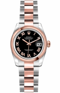 Rolex Lady-Datejust 26 Black Dial Everose Rolesor Women's Watch 179161