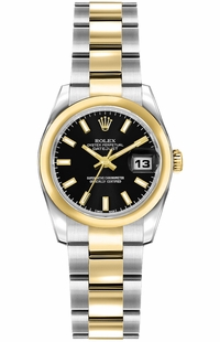 Rolex Lady-Datejust 26 Black Dial Oyster Bracelet Watch 179163
