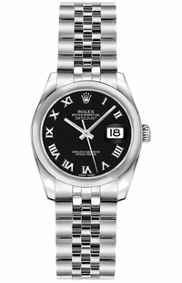 Rolex Lady-Datejust 26 Black Dial Stainless Steel Women's Watch 179160