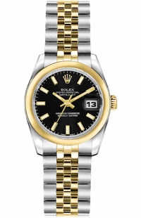 Rolex Lady-Datejust 26 Black Dial Women's Watch 179163