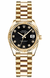 Rolex Lady-Datejust 26 Black Diamond Dial Watch 179178