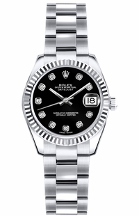 Rolex Lady-Datejust 26 Black Diamond Dial Watch 179179