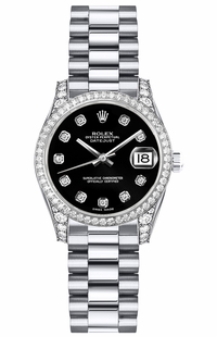 Rolex Lady-Datejust 26 Black Diamond Dial Women's Watch 179159