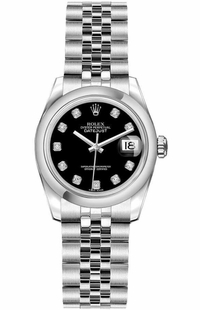 Rolex Lady-Datejust 26 Black Diamond Dial Women's Watch 179160