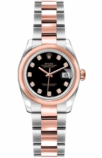 Rolex Lady-Datejust 26 Black Diamond Dial Women's Watch 179161