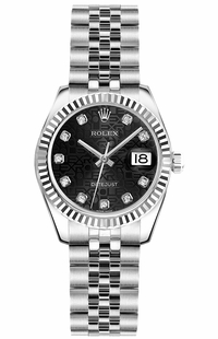 Rolex Lady-Datejust 26 Black Jubilee Dial Oystersteel Women's Watch 179174