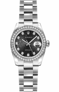 Rolex Lady-Datejust 26 Black Jubilee Diamond Dial Women's Watch 179384