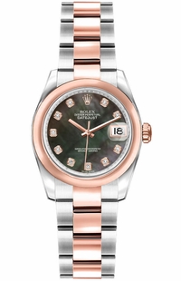 Rolex Lady-Datejust 26 Black Mother of Pearl Dial Women's Watch 179161