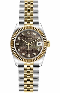 Rolex Lady-Datejust 26 Black Mother of Pearl Jubilee Dial Women's Watch 179173