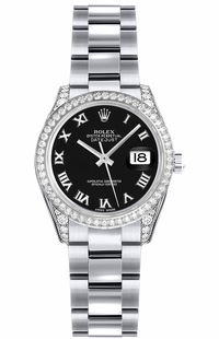 Rolex Lady-Datejust 26 Black Roman Numeral Dial Gold Women's Watch 179159