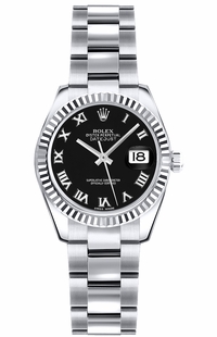 Rolex Lady-Datejust 26 Black Roman Numeral Gold Watch 179179