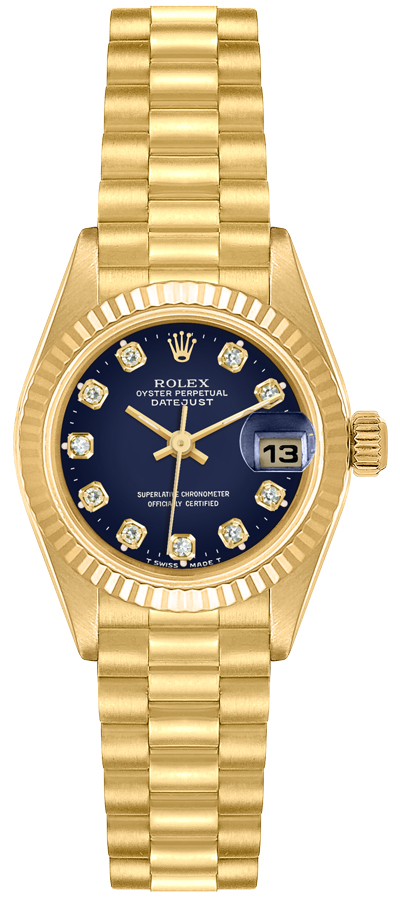 ROLEX BLUE Ladies DATEJUST 18k Yellow Gold Watch Rolex Lady-Datejust 28mm - Ref: 279178-0009 - Cornflower  main image 3