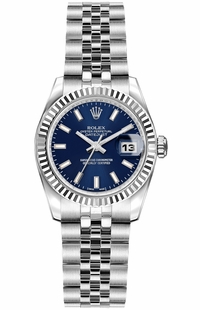 Rolex Lady-Datejust 26 Blue Dial Jubilee Bracelet Watch 179174