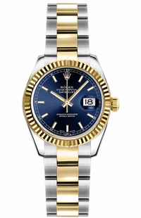 Rolex Lady-Datejust 26 Blue Dial Oyster Bracelet Watch 179173